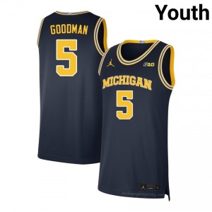 #5 Oscar Goodman Michigan Wolverines Youth Jersey | Navy NCAA Basketball Premium Stitching Team Gear 35298561