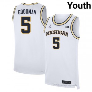 Michigan Oscar Goodman #5 White Youth Basketball Jersey | NCAA Authentic Merch 22333181