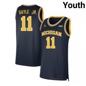 #11 Roddy Gayle Jr. Michigan Wolverines Youth Jersey | Navy Player Basketball Premium Stitching Team Gear 19631369