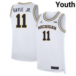 Michigan Roddy Gayle Jr. #11 White Youth Basketball Jersey | NCAA Authentic Merch 49661490