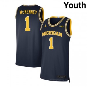 #1 Trey McKenney Michigan Wolverines Youth Jersey | Navy Player Basketball Premium Stitching Team Gear 15201518