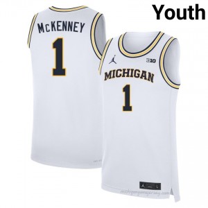 Michigan Trey McKenney #1 White Youth Basketball Jersey | NCAA Authentic Merch 76514269