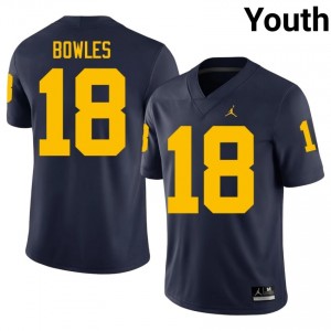 Troy Bowles #18 Navy Youth NCAA Jersey | U-M Wolverines Football Officially Licensed Fanwear 31809238
