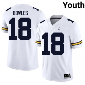 Wolverines Troy Bowles #18 White Youth Football Jersey | NCAA Authentic Merch 23826706