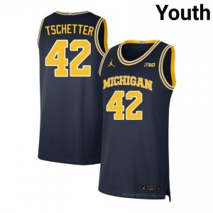 #42 Will Tschetter Michigan Wolverines Youth Jersey | Navy NCAA Basketball Premium Stitching Team Gear 33808437