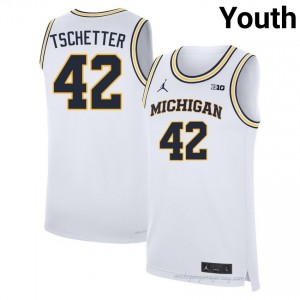 Michigan Will Tschetter #42 White Youth Basketball Jersey | NCAA Authentic Merch 63387921