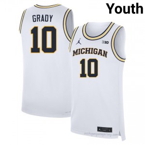 Michigan Winters Grady #10 White Youth Basketball Jersey | NCAA Authentic Merch 90224372