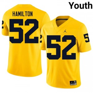 #52 Ace Hamilton Michigan Wolverines Youth Jersey | Maize High School Football Premium Stitching Team Gear 92373976