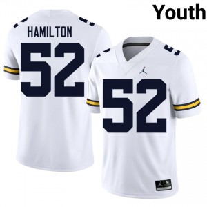Michigan Ace Hamilton #52 White Youth Football Jersey | NCAA Authentic Merch 80258836