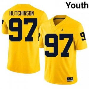 #97 Aidan Hutchinson Wolverines Youth Jersey | Maize College Football Premium Stitching Team Gear 76939806