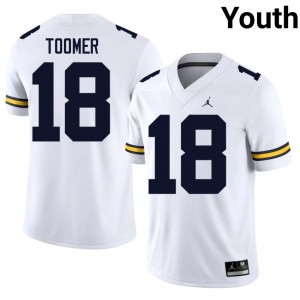 Wolverines Amani Toomer #18 White Youth Football Jersey | NCAA Authentic Merch 94172596
