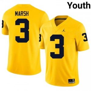 #3 Andrew Marsh UMich  Wolverines Youth Jersey | Maize Player Football Premium Stitching Team Gear 62287072
