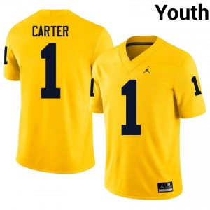 #1 Anthony Carter U-M Wolverines Youth Jersey | Maize NCAA Football Premium Stitching Team Gear 81348825