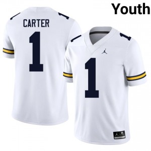 UMich  Wolverines Anthony Carter #1 White Youth Football Jersey | NCAA Authentic Merch 41256647