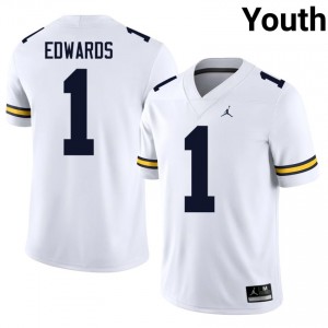 Wolverines Braylon Edwards #1 White Youth Football Jersey | NCAA Authentic Merch 70949467