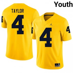 #4 Chase Taylor UMich  Wolverines Youth Jersey | Maize Player Football Premium Stitching Team Gear 95353629