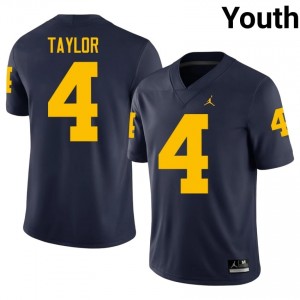 Chase Taylor #4 Navy Youth University Jersey | Michigan Football Officially Licensed Fanwear 64339429