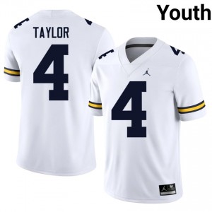 Michigan Wolverines Chase Taylor #4 White Youth Football Jersey | NCAA Authentic Merch 67176119
