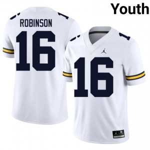 U-M Wolverines Denard Robinson #16 White Youth Football Jersey | NCAA Authentic Merch 69825698