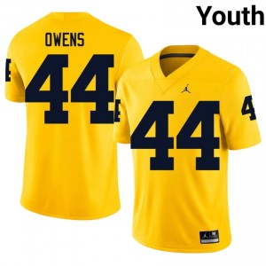 #44 Eli Owens Michigan Youth Jersey | Maize University Football Premium Stitching Team Gear 69210487