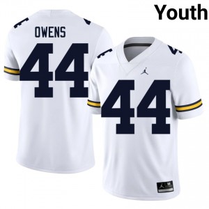 Wolverines Eli Owens #44 White Youth Football Jersey | NCAA Authentic Merch 59876189