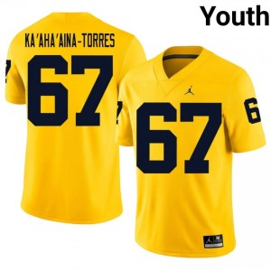 #67 Houston Ka'aha'aina-Torres UMich  Wolverines Youth Jersey | Maize Player Football Premium Stitching Team Gear 43956903