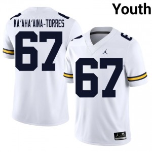Michigan Wolverines Houston Ka'aha'aina-Torres #67 White Youth Football Jersey | NCAA Authentic Merch 26062877