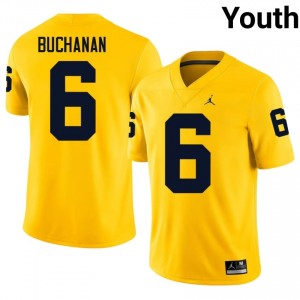 #6 JJ Buchanan U-M Wolverines Youth Jersey | Maize NCAA Football Premium Stitching Team Gear 25828334