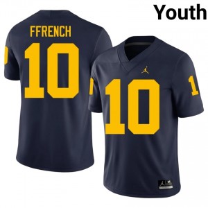Jaime Ffrench #10 Navy Youth Player Jersey | UMich  Wolverines Football Officially Licensed Fanwear 14458019
