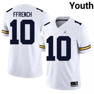 U-M Wolverines Jaime Ffrench #10 White Youth Football Jersey | NCAA Authentic Merch 33148800