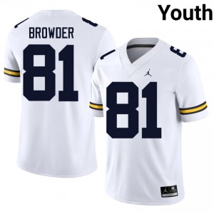 U-M Wolverines Jamar Browder #81 White Youth Football Jersey | NCAA Authentic Merch 39798164