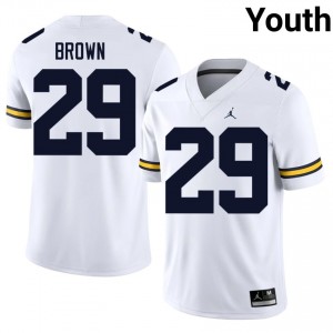UMich  Wolverines Jonathan Brown #29 White Youth Football Jersey | NCAA Authentic Merch 15715772