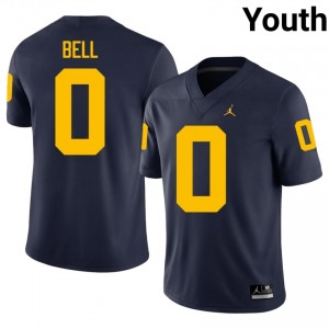 Kendrick Bell #0 Navy Youth NCAA Jersey | U-M Wolverines Football Officially Licensed Fanwear 75205846
