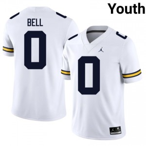 Wolverines Kendrick Bell #0 White Youth Football Jersey | NCAA Authentic Merch 66402284