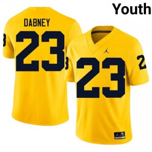 #23 Markel Dabney Michigan Youth Jersey | Maize University Football Premium Stitching Team Gear 10936595