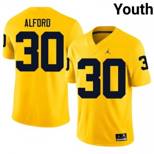 #30 Max Alford Wolverines Youth Jersey | Maize College Football Premium Stitching Team Gear 65957947