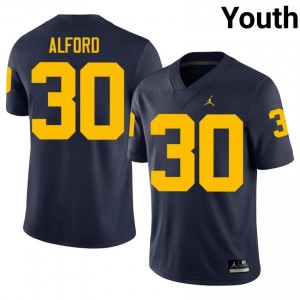 Max Alford #30 Navy Youth Player Jersey | UMich  Wolverines Football Officially Licensed Fanwear 80896364