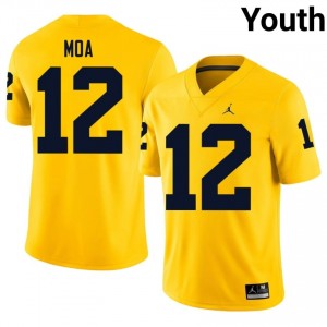 #12 Salesi Moa Michigan Youth Jersey | Maize University Football Premium Stitching Team Gear 35737729