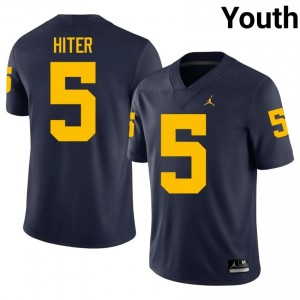 Savion Hiter #5 Navy Youth High School Jersey | Michigan Wolverines Football Officially Licensed Fanwear 24470244