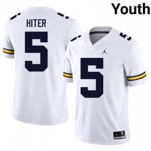 UMich  Wolverines Savion Hiter #5 White Youth Football Jersey | NCAA Authentic Merch 77986931