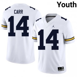 Michigan Tommy Carr #14 White Youth Football Jersey | NCAA Authentic Merch 69118569
