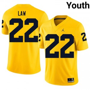 #22 Ty Law Michigan Wolverines Youth Jersey | Maize High School Football Premium Stitching Team Gear 32400989
