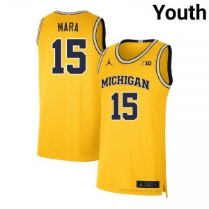 Aday Mara #15 Maize Youth NCAA Jersey | Wolverines Basketball Officially Licensed Fanwear 18972780