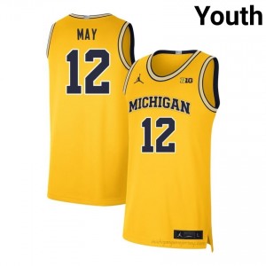 Charlie May #12 Maize Youth College Jersey | Wolverines Basketball Officially Licensed Fanwear 13159327